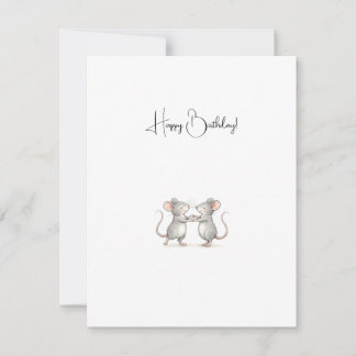 Cute Personalised Happy Birthday Mice. Notitiekaartje