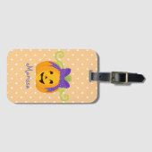 Cute Personalize Halloween Pumpkin Bagagelabel (Voorkant (horizontaal))