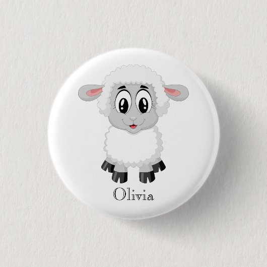 Cute Personalized Baby Lamb Ronde Button 3,2 Cm (Voorkant)