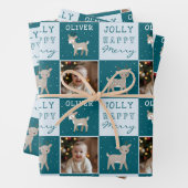 Cute Personalized Baby Photo Reindeer Christmas Inpakpapier Vel (In situ)