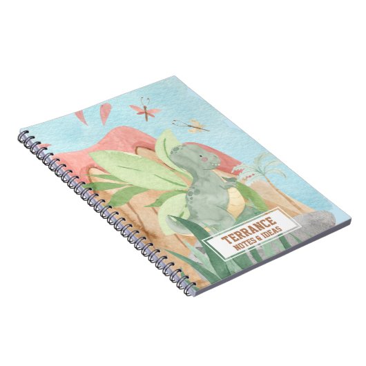 Cute Personalized Baby Tiranosaurios Rex Dinosaur Notitieboek (Rechterzijde)
