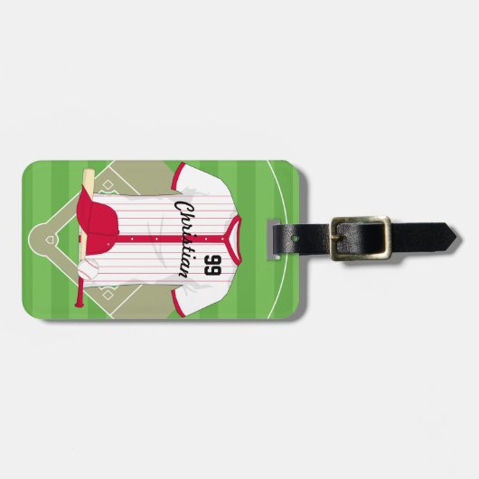 Cute Personalized Baseball Bagagelabel (Voorkant horizontaal)