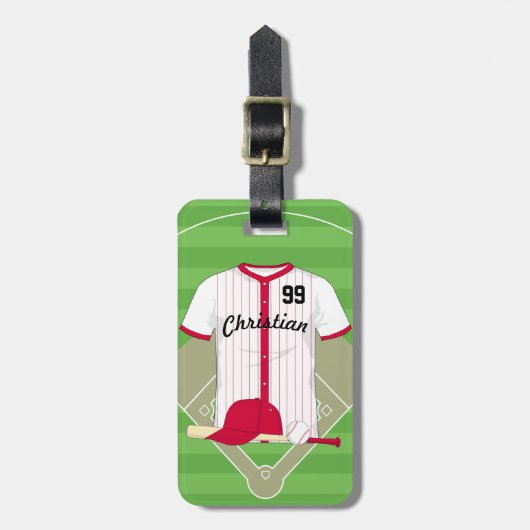 Cute Personalized Baseball Bagagelabel (Voorkant verticaal)