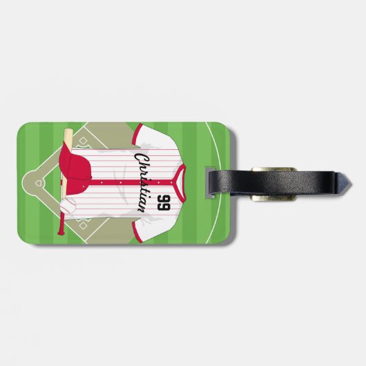 Cute Personalized Baseball Bagagelabel (Achterkant horizontaal)