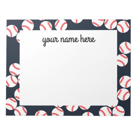 Cute Personalized Baseball Notitieblok (Voorkant)