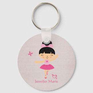 Cute personalized black hair ballerina sleutelhang sleutelhanger