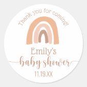 Cute Personalized Boho Rainbow Baby shower Ronde Sticker (Voorkant)