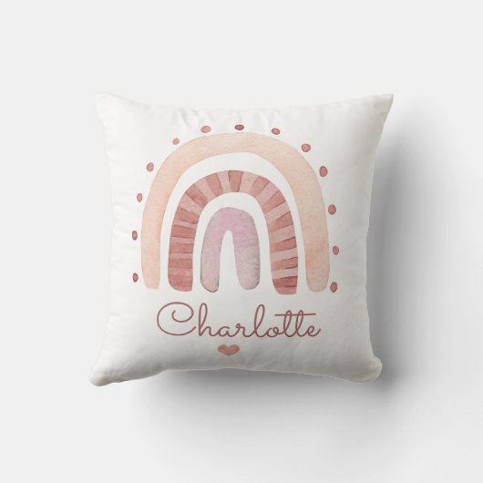Cute Personalized Boho Waterverf Rainbow Nursery Kussen (Achterkant)