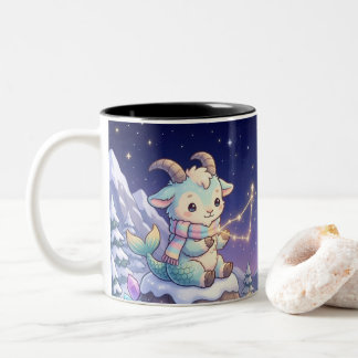 Cute Personalized Capricorn Zodiac Mug Tweekleurige Koffiemok