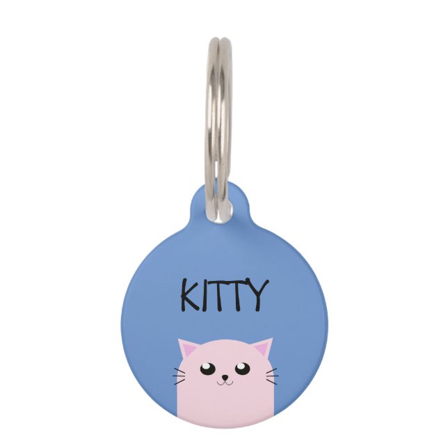 Cute Personalized Cat Huisdierpenning (Voorkant)