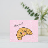 Cute Personalized Croissant Paris Bonjour Greeting Briefkaart (Staand voorkant)