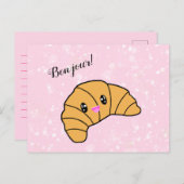 Cute Personalized Croissant Paris Bonjour Greeting Briefkaart (Voorkant / Achterkant)