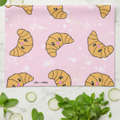 Cute Personalized Croissants Breakfast Bakery Food Theedoek (Gevouwen)