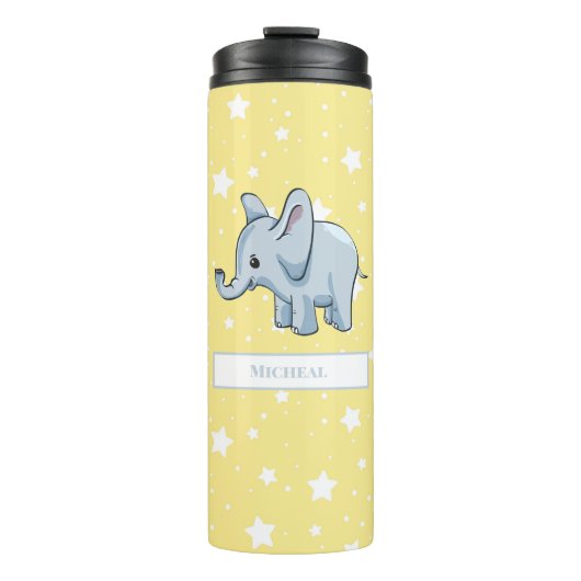 Cute Personalized Elephant Thermosbeker (Voorkant)