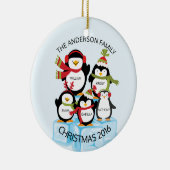 CUTE Personalized Family of 5 Penguins Kerstmis Keramisch Ornament (Rechts)
