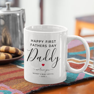 Cute Personalized "First Fathers Day Papa" Koffiemok