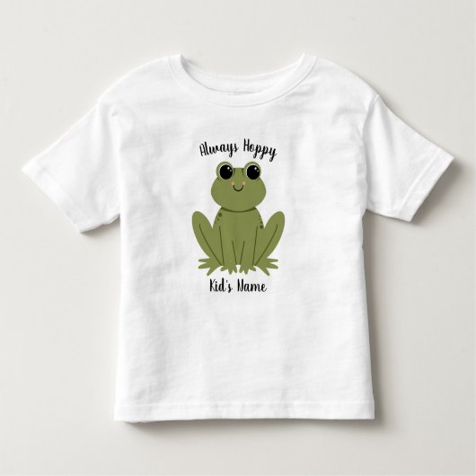 Cute Personalized Frog Always Hoppy Kids Name Kinder Shirts (Voorkant)