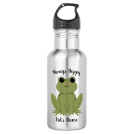 Cute Personalized Frog Always Hoppy Kids Name Waterfles