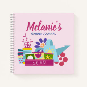 Cute Personalized Gardening Journal Pink Notitieboek