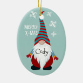 Cute Personalized Gnome Keramisch Ornament (Achterkant)