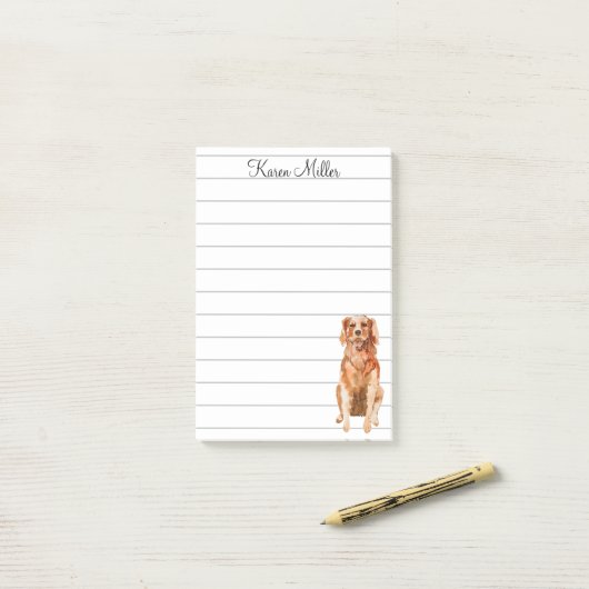 Cute Personalized Golden Retriever Post-it® Notes (Op bureau)