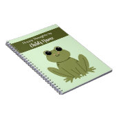 Cute Personalized Green Frog Hoppy Thoughts  Notitieboek (Rechterzijde)