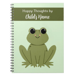 Cute Personalized Green Frog Hoppy Thoughts  Notitieboek