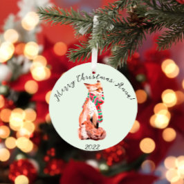 Cute Personalized Kerstmis Fox Keramisch Ornament