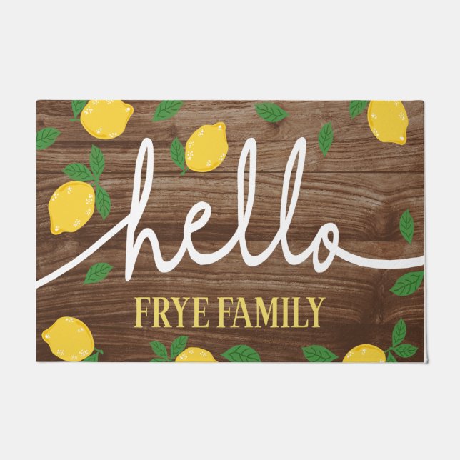 Cute Personalized Lemons Mat,Hallo Lemon Deurmat (Voorkant)