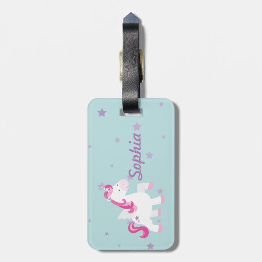 Cute Personalized Magical Unicorn Bagagelabel (Achterkant verticaal)