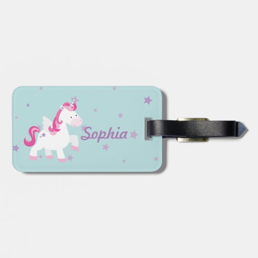 Cute Personalized Magical Unicorn Bagagelabel (Achterkant horizontaal)