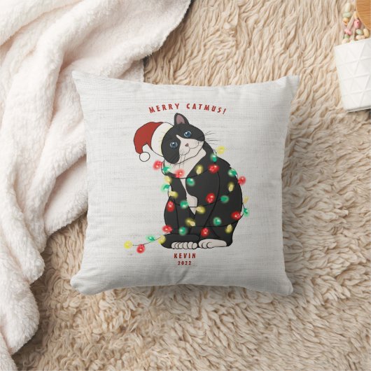 Cute Personalized Merry CatMus Funny Kerstmis Kussen (Deken)