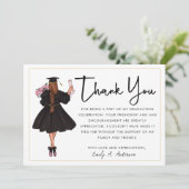 Cute Personalized Modern Waterverf Girl Afstuderen Bedankkaart (Staand voorkant)