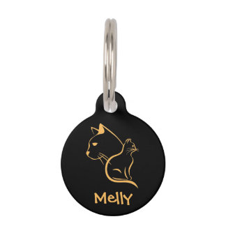 Cute Personalized Name Black Cat Huisdierpenning