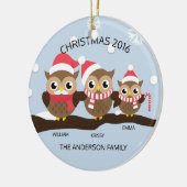 CUTE Personalized Owl Familie van 3 Kerstmis Keramisch Ornament (Links)