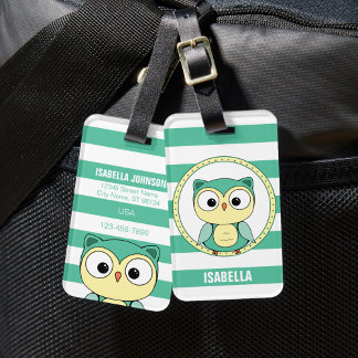 Cute Personalized owl Luggage Tag Bagagelabel