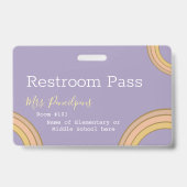 Cute Personalized Paarse Boho Rainbow Hall Pass Badge (Achterkant)