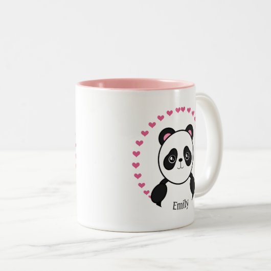 Cute Personalized Panda Mok (Voorkant rechts)