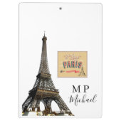 Cute Personalized Paris France Clipboard  Klembord (Achterkant)