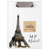 Cute Personalized Paris France Clipboard  Klembord (Voorkant)