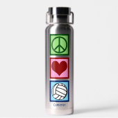 Cute Personalized Peace Love Volleyball Player Waterfles (Achterkant)
