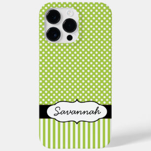 Cute Personalized Peapod Limoen Stripe and Polka D Case-Mate iPhone 14 Pro Max Hoesje