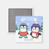 Cute Personalized Penguin Kerstmagneet Magneet (Voorkant / Achterkant)