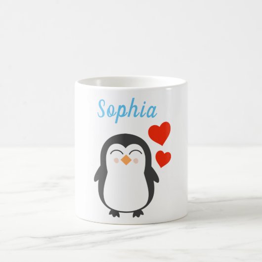 Cute Personalized Penguin Koffiemok (Center)