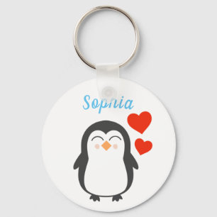 Cute Personalized Penguin Sleutelhanger