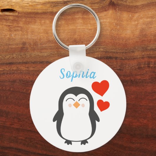Cute Personalized Penguin Sleutelhanger (Voorkant)
