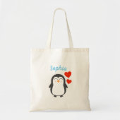 Cute Personalized Penguin Tote Bag (Voorkant)