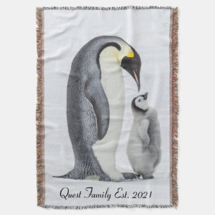Cute Personalized Petting Penguin and Chick Deken