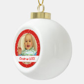 Cute Personalized Photo Ball Red Ornaments Keramische Bal Ornament (Rechts)