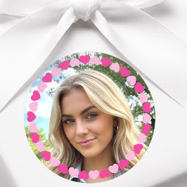Cute Personalized Photo Love Heart Pink Ronde Sticker